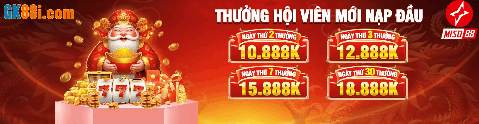 Thưởng nạp đầu GK88 banner nạp đầu